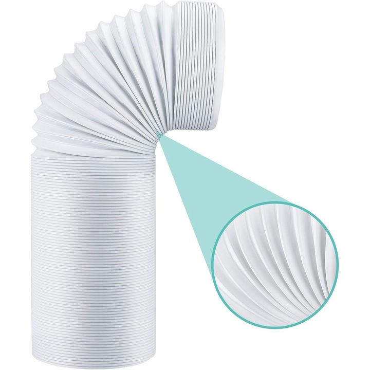 Furtun portabil pentru aer conditionat, diametru 13 cm, furtun de evacuare flexibil din PP, tub de ventilatie universal, kit furtun de evacuare pentru aer conditionat, extractor de aer, lungime reglabila de la 32 la 150 cm