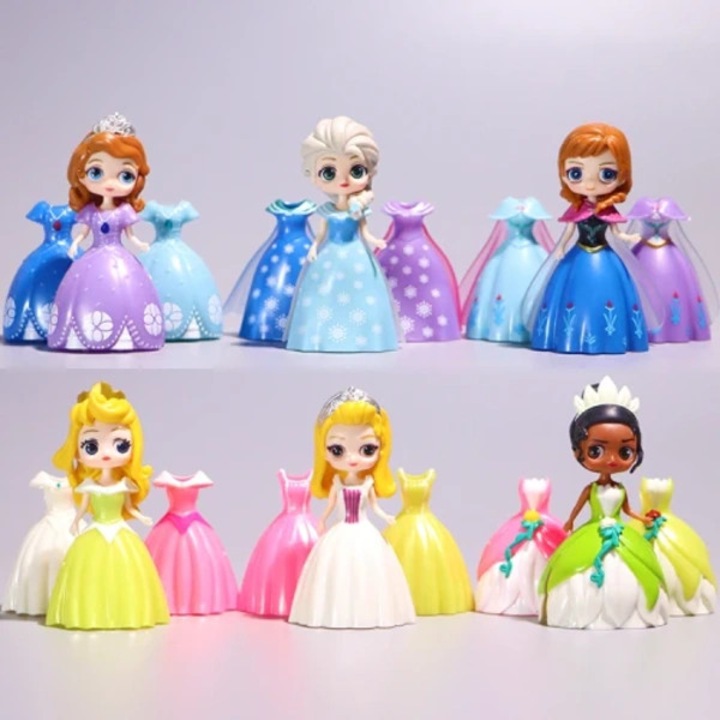 Кукли Disney Princess Frozen Elsa Ariel Alice, комплект сменяеми дрехи, многоцветни