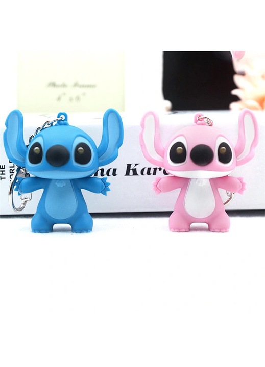 Комплект от 2 LED ключодържателя Stitch, синьо-розов