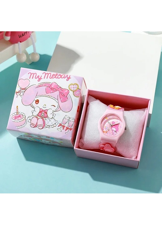Детски часовник, модел Hello Kitty, силикон, 32x8мм, розов