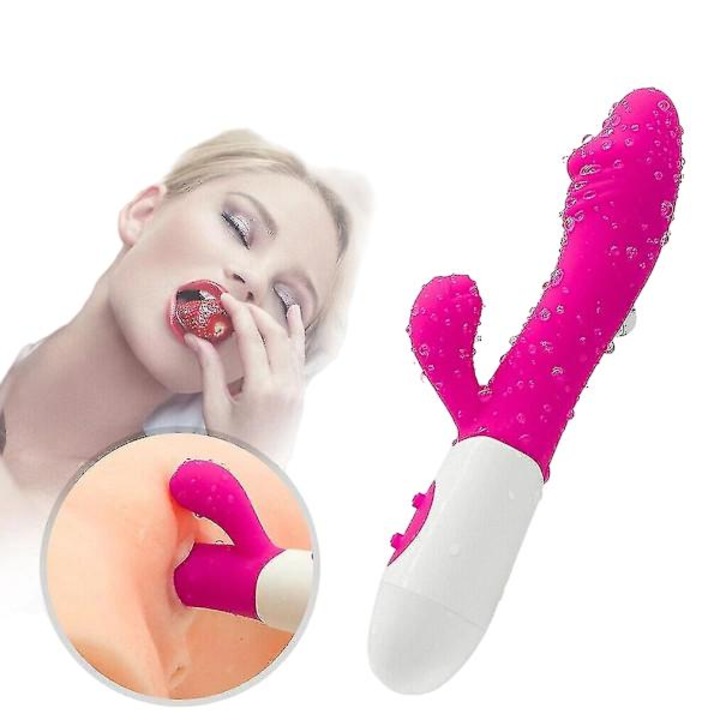 Vibrator silicon puternic masaj cervical rezistent la apa roz/alb