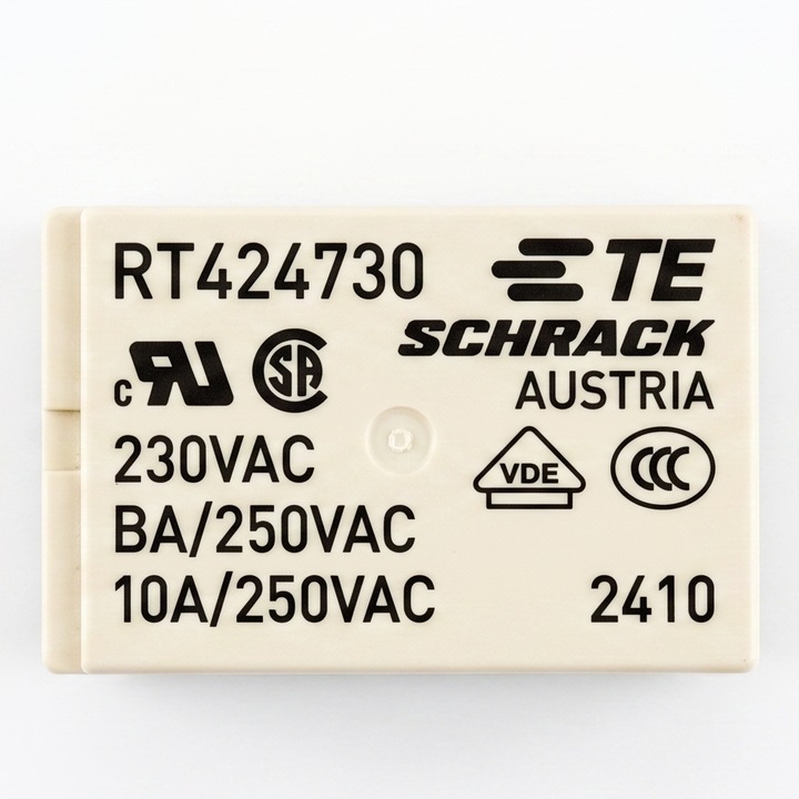 Releu electromagnetic SCHRACK RT424730, DPDT, 230V AC, 8A, 2 contacte comutare, PCB, TE Connectivity