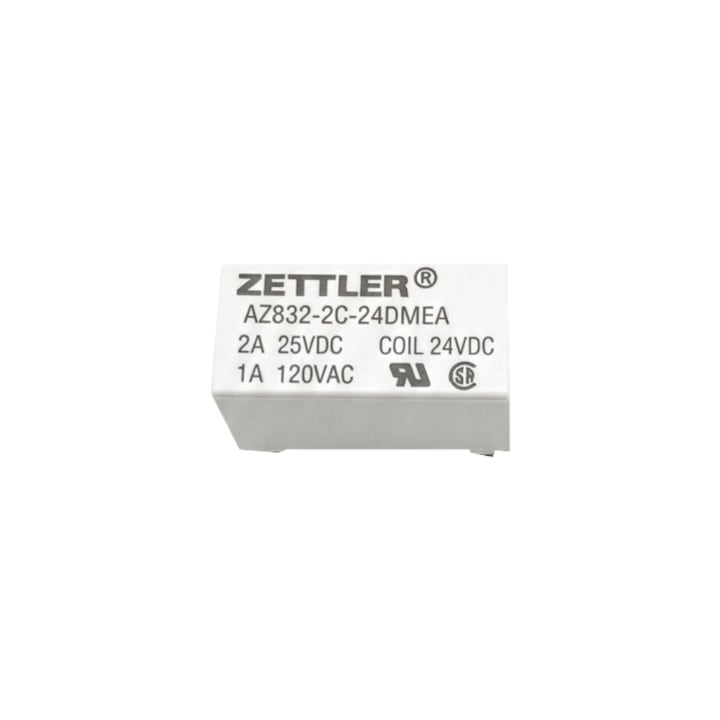 ZETTLER AZ832-2C-24DMEA DIP jelrelé, DPDT, 24V DC, 2A/25VDC, 1A/120VAC, PCB, UL, CSA