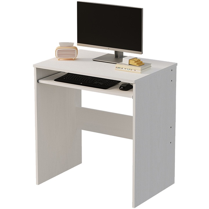 SZÁMÍTÓGÉPES ÍRÓASZTAL – FEHÉR, MODERN, BILLENTYŰZETTÁLLvánnyal, LOFT STÍLUSÚ, 70 CM BADU