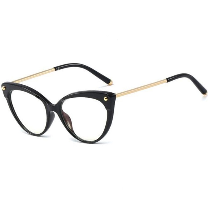 Anti-Blue Light Glasses Reflex TR90 (F93308) - Cat Eye - Bright Black