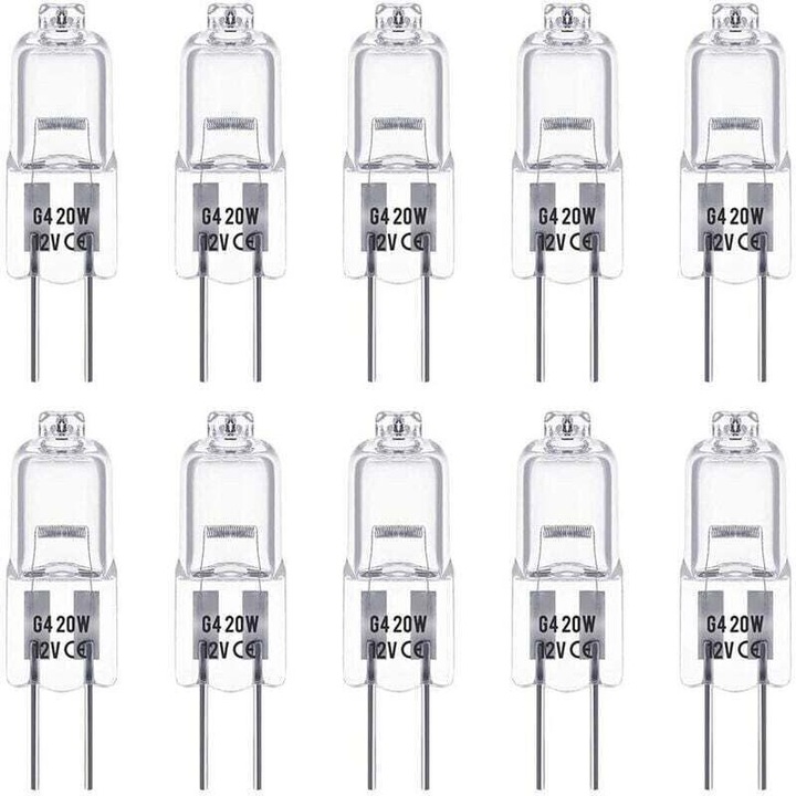 Халогенна крушка G4 12V 20W 2800K топло бяла, комплект 10 бр. 3x0.8x0.8см