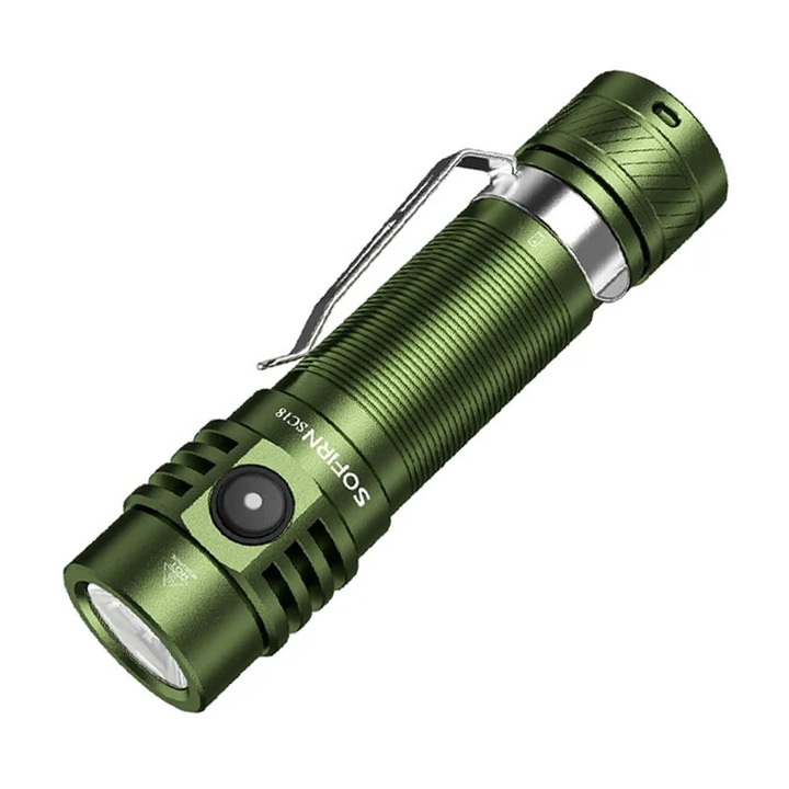 Lanterna EDC Sofirn SC18, 1800 lumeni, USB-C, verde, 100mm