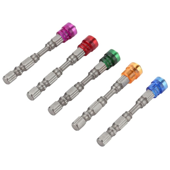 Set 5 biti surubelnita PH2 magnetici, otel S2, opritor, multicolor, 65x6.35mm