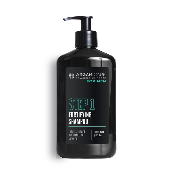 Sampon fortifiant si anti-cadere pentru barbati, cu Saw Palmetto & ulei de argan, Arganicare, 400 ml