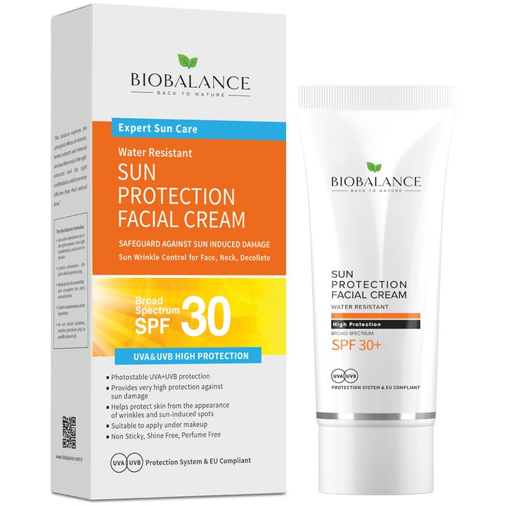 Crema protectie solara SPF30+ pentru fata, protectie foarte inalta UVA & UVB, Bio Balance, 75 ml