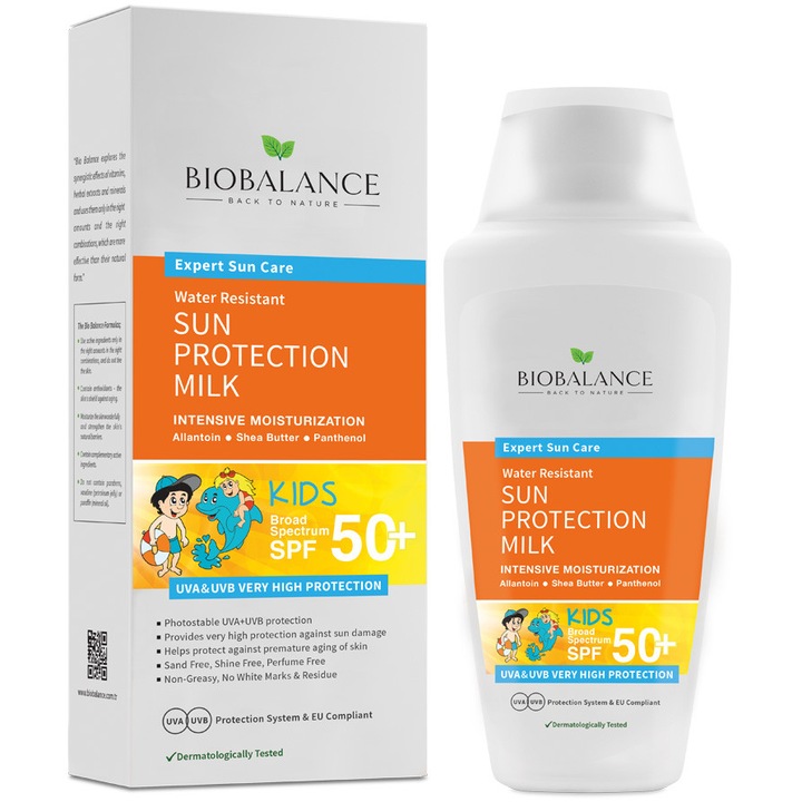 Lapte protectie solara pentru copii SPF 50+, protectie foarte inalta UVA & UVB, Bio Balance, 150 ml
