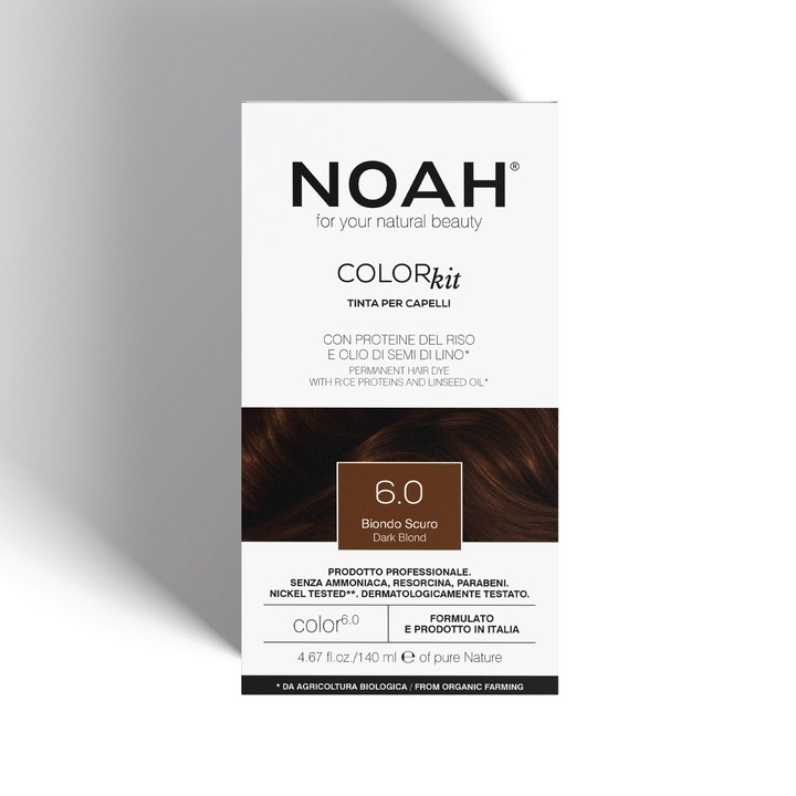 Vopsea de par naturala, Blond inchis, 6.0,Noah, 140 ml