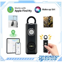 Excitat® Alarma personala reincarcabila pentru femei 130 dB GPS- Alarma potrivita pentru femei, fiice, studenti, fete tinere, batrani, copii, reincarcabila prin USB, negru