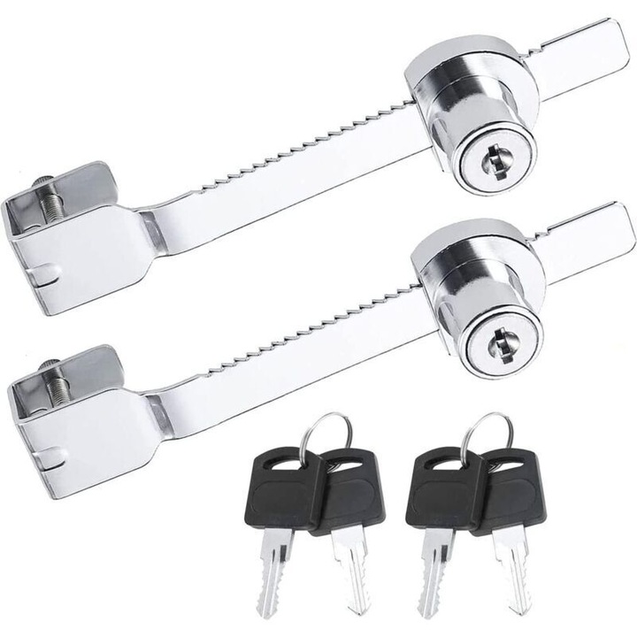 Set 2 broaste glisante cu chei identice, argintiu, 141x22x16mm