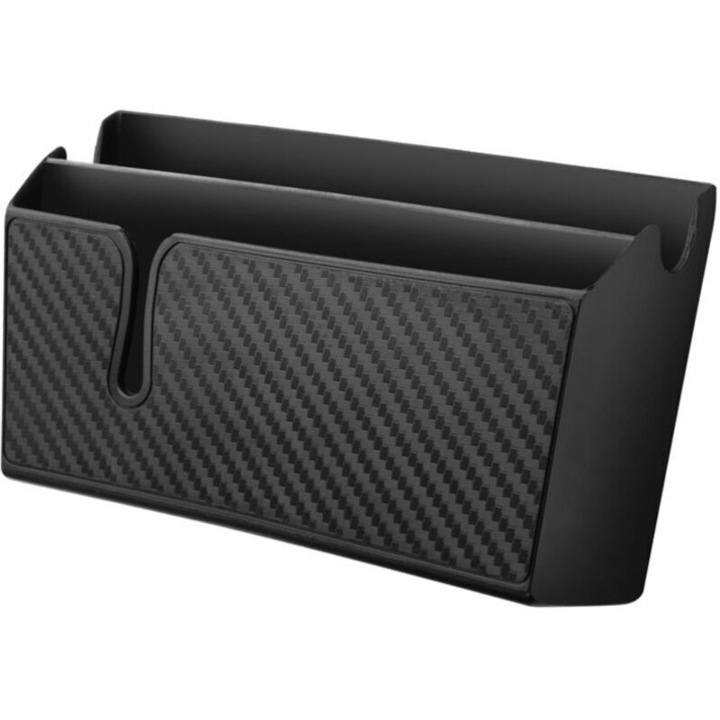 Cutie depozitare auto, organizer, model fibra carbon, negru, mare