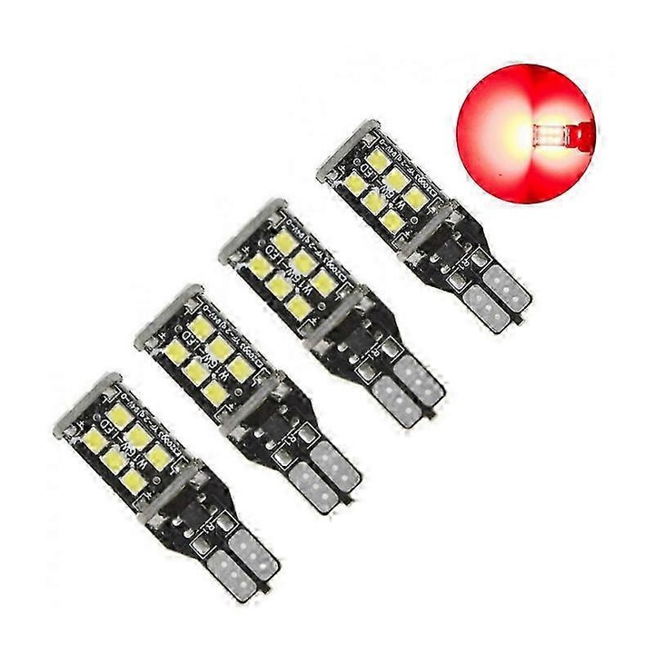 Set 4 becuri LED auto T15 5500K 5W alb rece 12V
