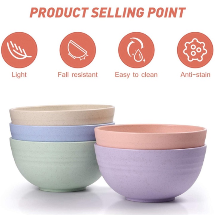 Set 10 boluri din paie de grau, reutilizabile, 12cm, multicolor