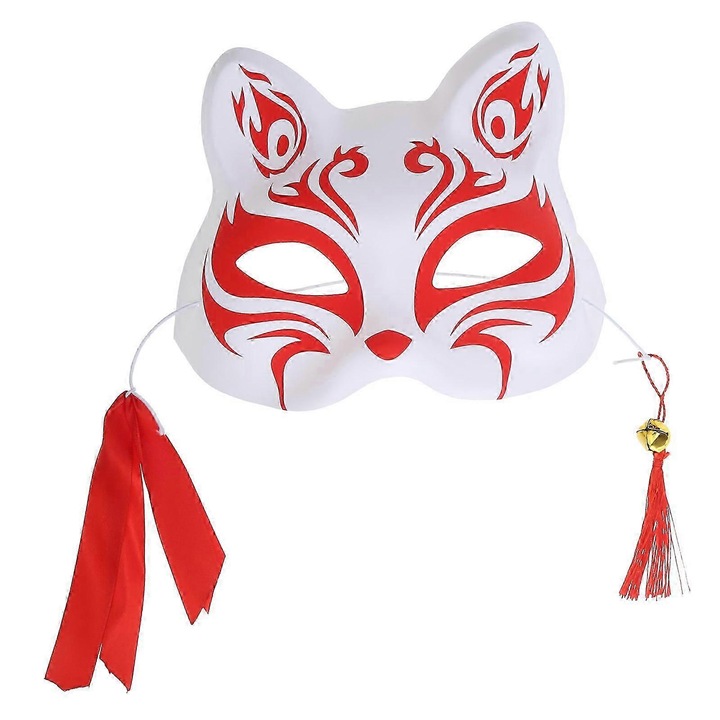 Masca cosplay vulpe, plastic, multicolor, 16x20cm