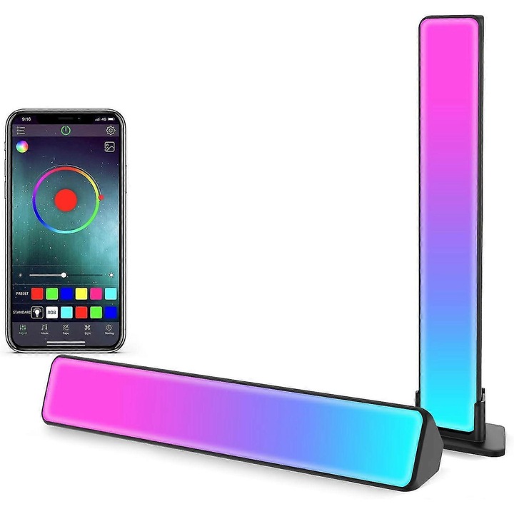 Banda LED inteligenta RGB, sincronizare muzica, control aplicatie, multicolor, 27-45 inch