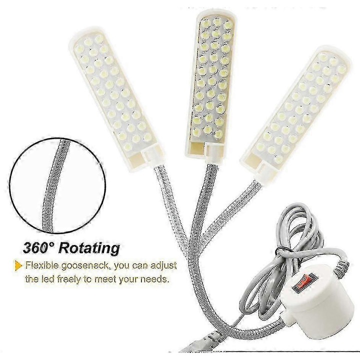 LED lámpa varrógéphez, flexibilis, mágneses talppal, 30cm, fehér