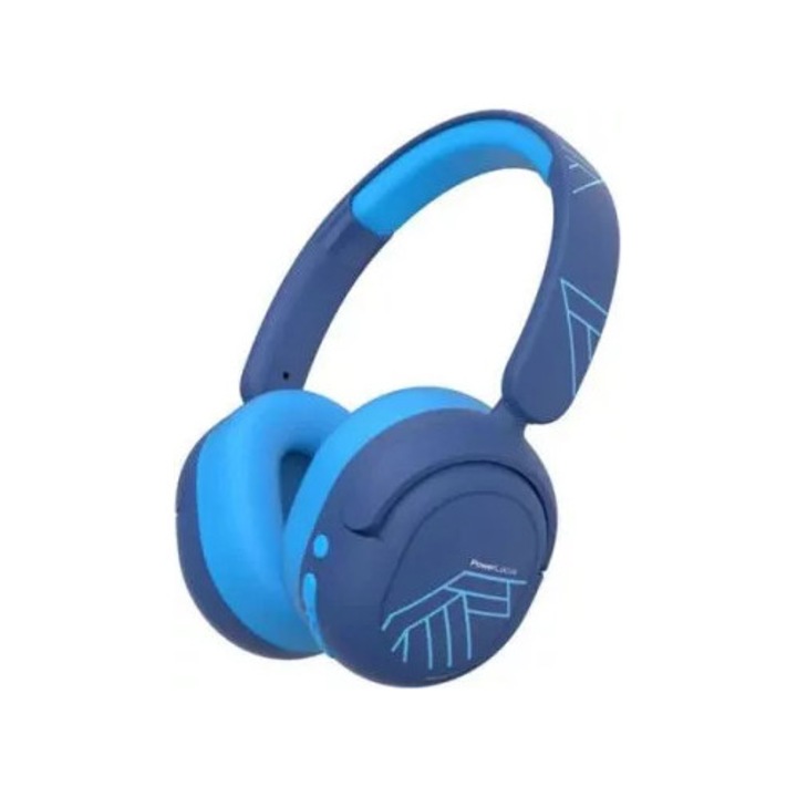 Casti cu microfon PowerLocus LionKids Bluetooth / 3.5 mm jack Blue