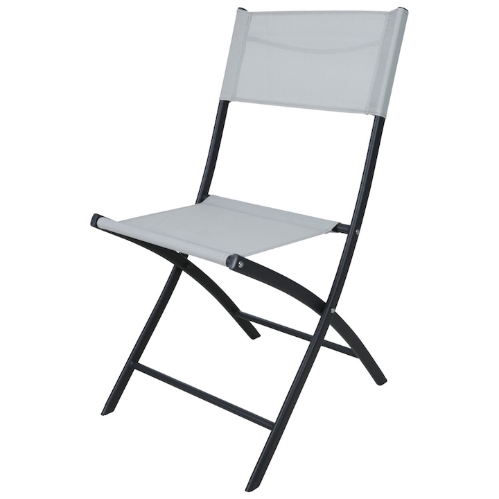 Scaun Pliabil Gradina, HowHomely, Modena, Cadru Metalic Din Otel Stabil Si Durabil, Sezut Si Spatar Din Poliester Respirabil, Fara Cotiere Pentru Masa, Ideal Pentru Curte Terasa Casa Evenimente, Transport Usor, Negru/Alb
