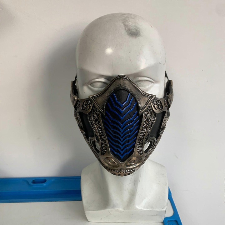 Masca cosplay Mortal Kombat, rasina, albastru negru cupru, fata intreaga