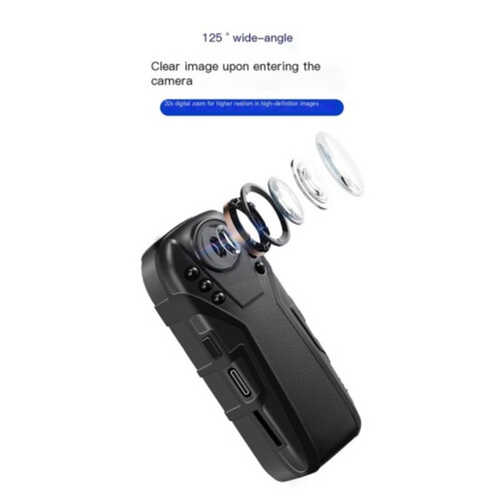 Camera auto DVR, compacta, vizionare nocturna, unghi larg 125°, negru