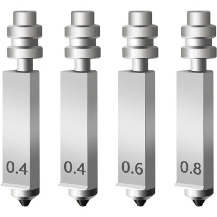 4 db edzett acél fúvóka készlet 0.4mm 0.4mm 0.6mm 0.8mm Kobra X 3D nyomtatóhoz