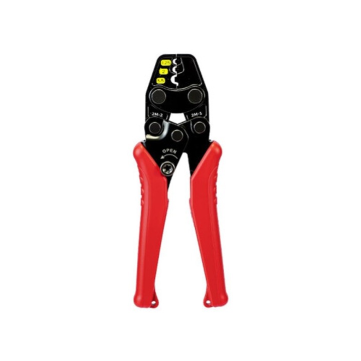 Többfunkciós krimpelő fogó, racsnis mechanizmus, többszínű