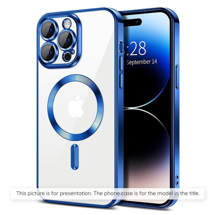 Husa telefon Techsuit Luxury Crystal MagSafe albastru inchis compatibila cu Xiaomi Redmi Note 15 5G 4G Poco M8 5G