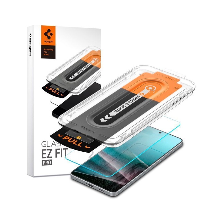 Folie protectie telefon Spigen Glas.tR EZ-FIT Pro transparent compatibila cu Samsung Galaxy S25 Edge