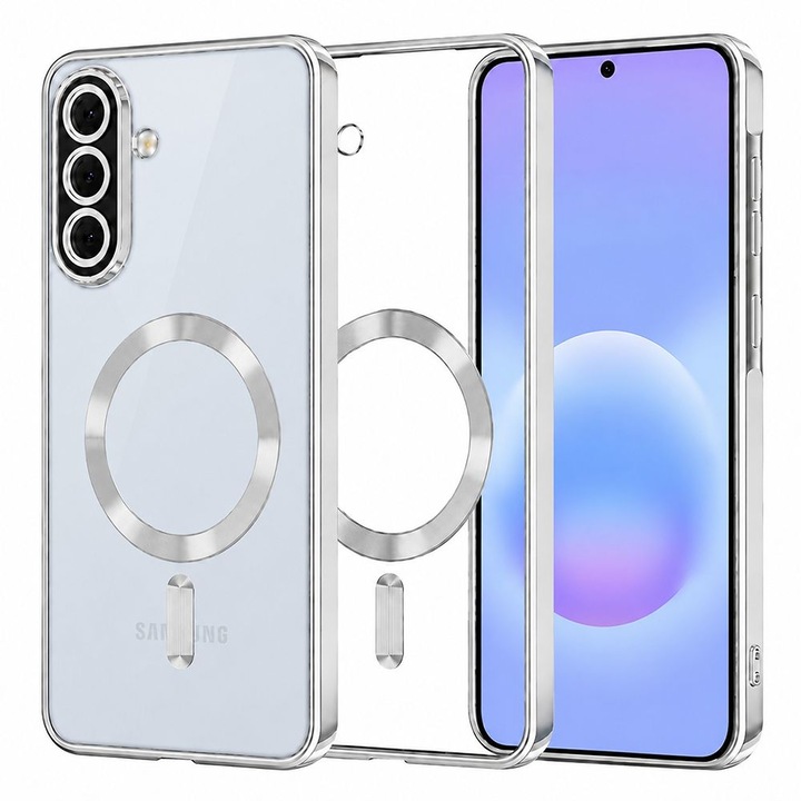 Husa telefon Techsuit Luxury Crystal MagSafe argintiu compatibila cu Samsung Galaxy A57 5G