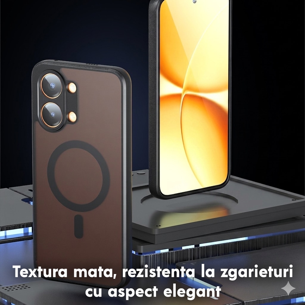Husa pentru Xiaomi Poco X8 Pro Max Daden® PureFrost MagSafe, Incarcare wireless, Protectie sporita, Anti-amprenta, Negru fumuriu