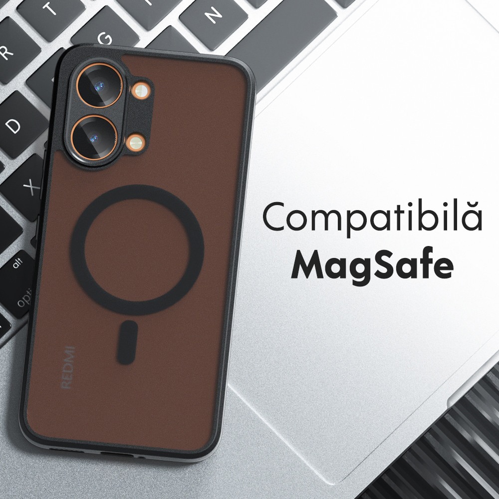 Husa pentru Xiaomi Poco X8 Pro Max Daden® PureFrost MagSafe, Incarcare wireless, Protectie sporita, Anti-amprenta, Negru fumuriu