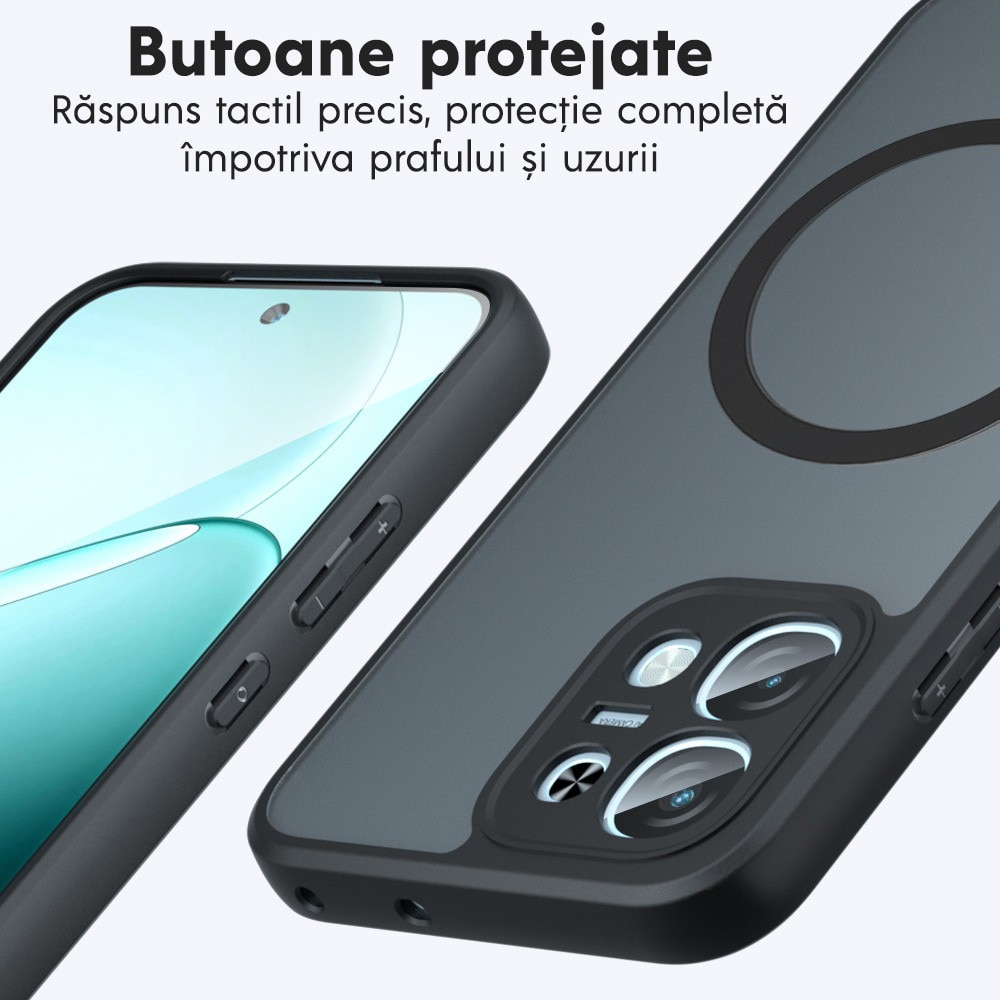 Husa pentru Oppo A6 Pro 4G / A6 Pro 5G Daden® PureFrost MagSafe, Incarcare wireless, Protectie sporita, Anti-amprenta, Negru fumuriu