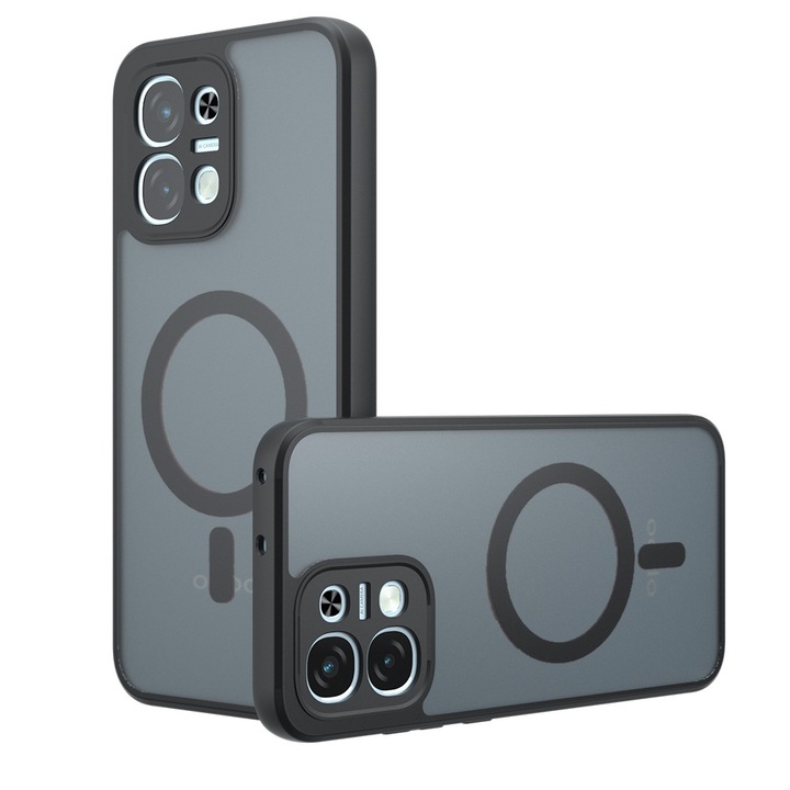 Husa pentru Oppo A6 Pro 4G / A6 Pro 5G Daden® PureFrost MagSafe, Incarcare wireless, Protectie sporita, Anti-amprenta, Negru fumuriu