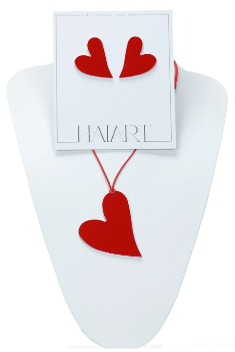 Set Colier + Cercei Inima - Rosu Lacuit, HAIART