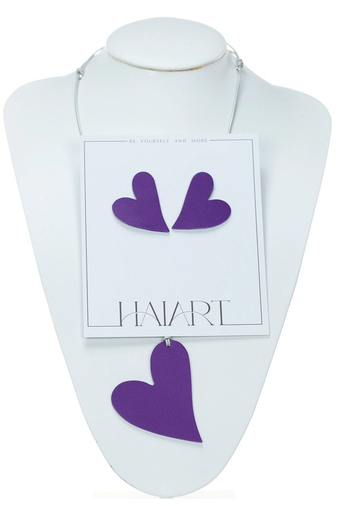 Set Colier + Cercei Inima - Violet, HAIART