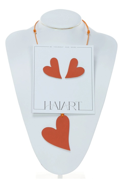 Set Colier + Cercei Inima - Portocaliu, HAIART