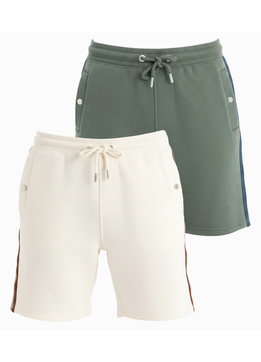 Мъжки спортни шорти с еластичен колан и странични джобове, green, cream, L