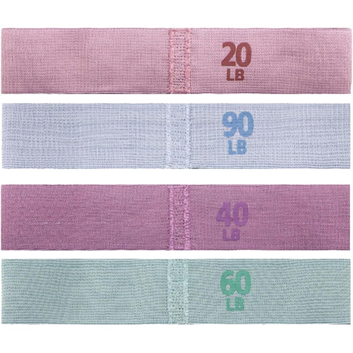 4 db kör alakú textil ellenállás szalag készlet fenékre, 4 ellenállási szint LB, csúszásmentes felület, otthoni és edzőtermi edzéshez, többszínű