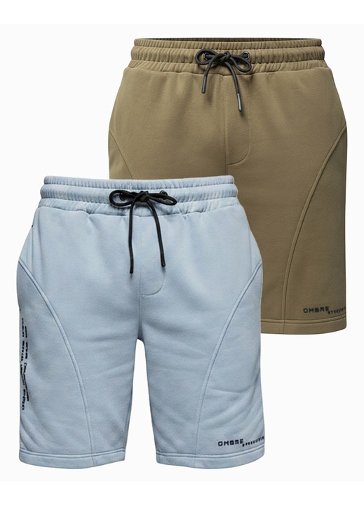 Мъжки спортни шорти slim fit с еластичен колан и джобове, light blue, green, 2XL
