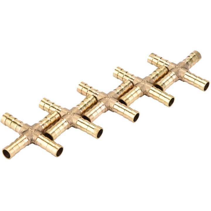 5 darabos keresztcsatlakozó készlet, 4 utas, sárgaréz, 6x8x10x12mm, többszínű