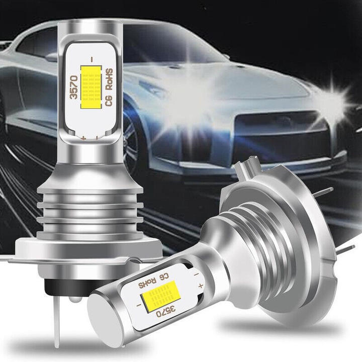 Set becuri auto LED H7 6000K 55W 8000lm argintiu 12V
