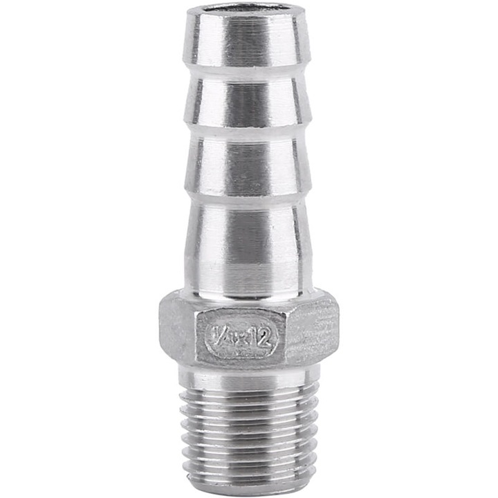 Rozsdamentes acél tömlőcsatlakozó 304 külső menetes BSP 1/4x12mm