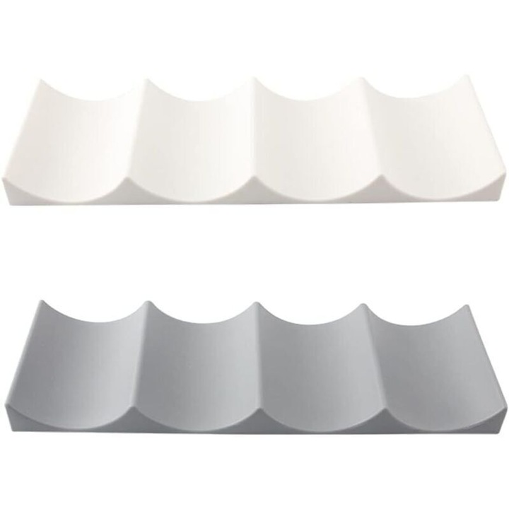 Suport sticle vin set 2 buc, plastic, alb-gri, 10x29.3 cm