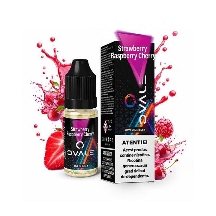 Lichid Tigara Electronica Ovale Salt - Strawberry Raspberry Cherry, 10ml, 20mg/ml