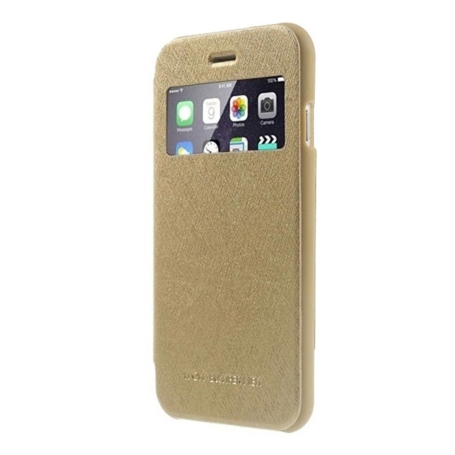 Husa tip carte Mercury Goospery WOW Bumper View (cu decupaj frontal) aurie pentru Apple iPhone 6
