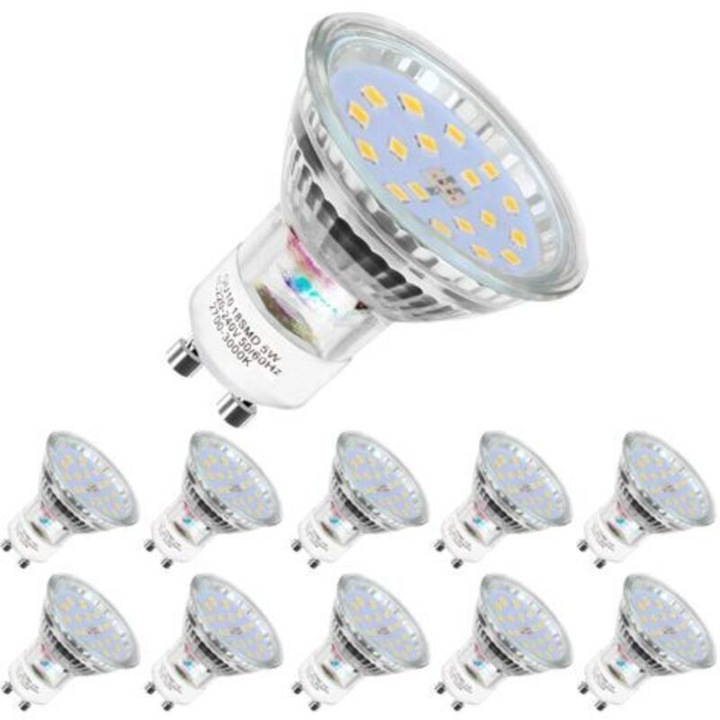 LED izzó készlet GU10 5W 6000K hideg fehér 120 fokos sugárzási szög